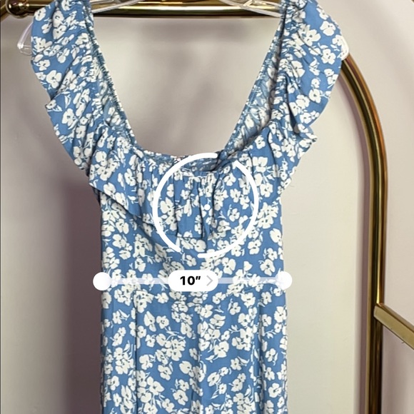 Reformation | Blue Bondi Ruffled Floral-print Crepe De Chine Midi Dress - Picture 12 of 12